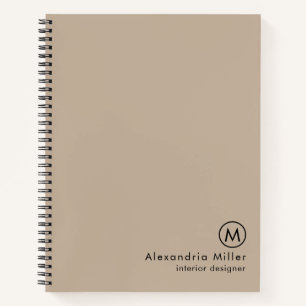 Modern Minimalist Beige Monogram Notebook