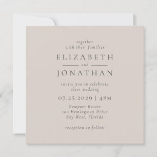 Modern Minimalist Beige Wedding Invitation
