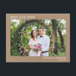 Modern Minimalist Best Day Ever Wedding Kraft Postcard<br><div class="desc">Modern Minimalist Simple Best Day Ever Wedding Bride and Groom Photo Kraft Thank You Postcard</div>
