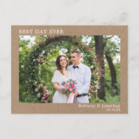 Modern Minimalist Best Day Ever Wedding Kraft