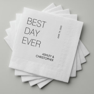 Modern Minimalist "Best Day Ever" Wedding Napkin