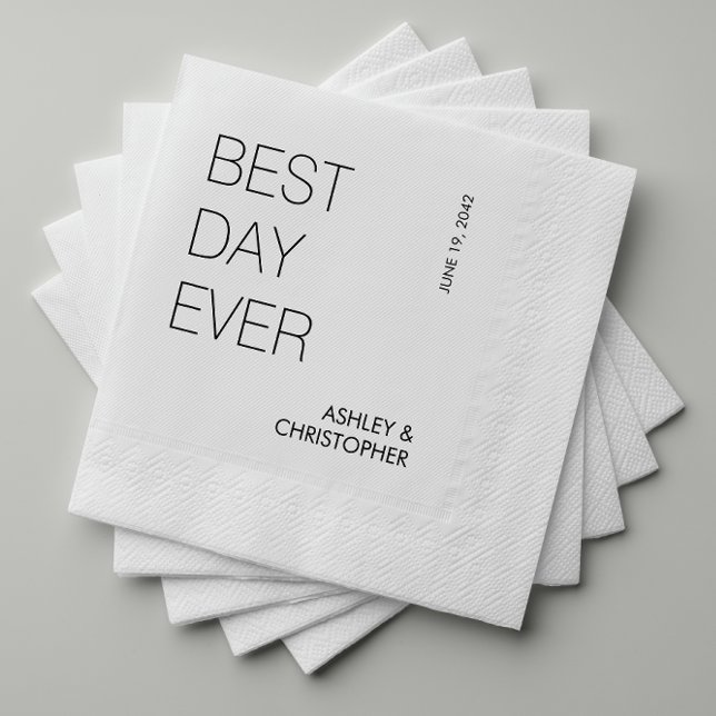 Modern Minimalist "Best Day Ever" Wedding Napkin (Creator Uploaded)