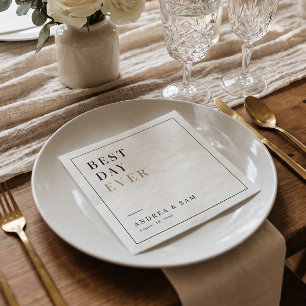 Modern Minimalist Best Day Ever Wedding Napkin