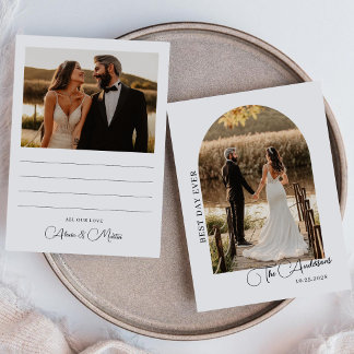 Modern Minimalist Best Day Ever Wedding Photo Thank You Card
