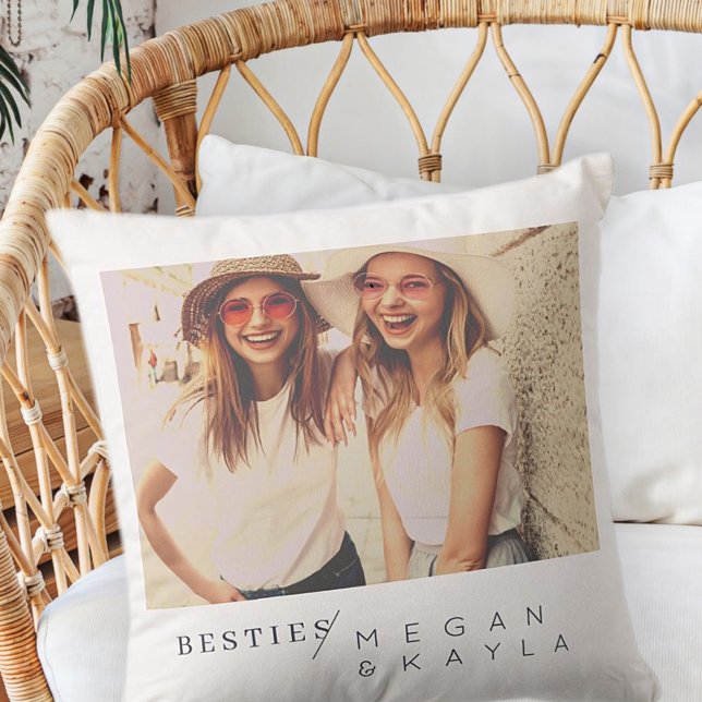 Modern Minimalist Best Friends BFF Photo Cushion (Creator Uploaded)