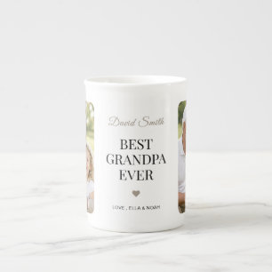 Modern Minimalist Best Grandpa Ever Multi Photo Bone China Mug