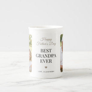 Modern Minimalist Best Grandpa Ever Multi Photo Bone China Mug