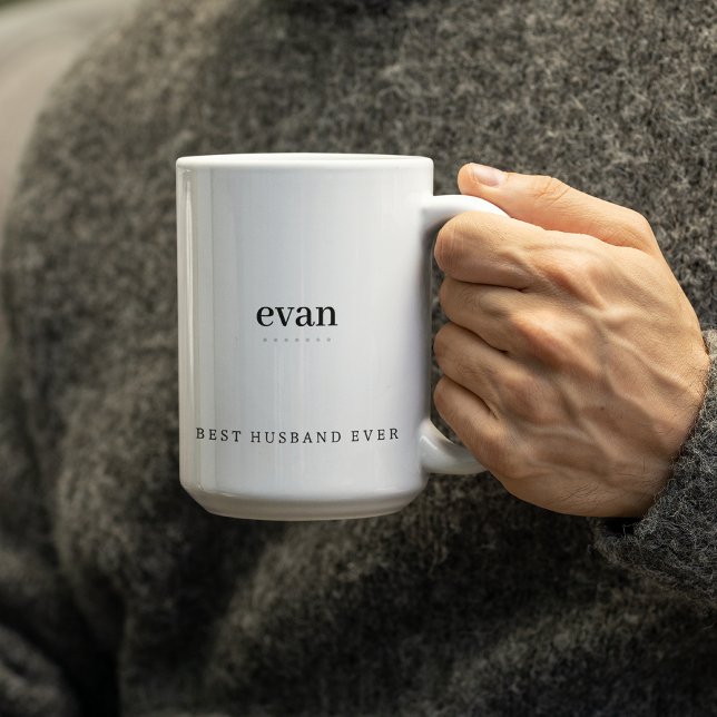 Modern Minimalist Best Husband Ever Personalised Two-Tone Coffee Mug (Creator Uploaded)