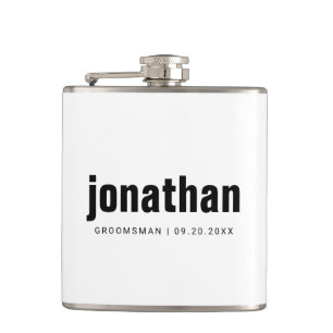 Modern Minimalist Best Man Groomsmen Gifts for Him Hip Flask