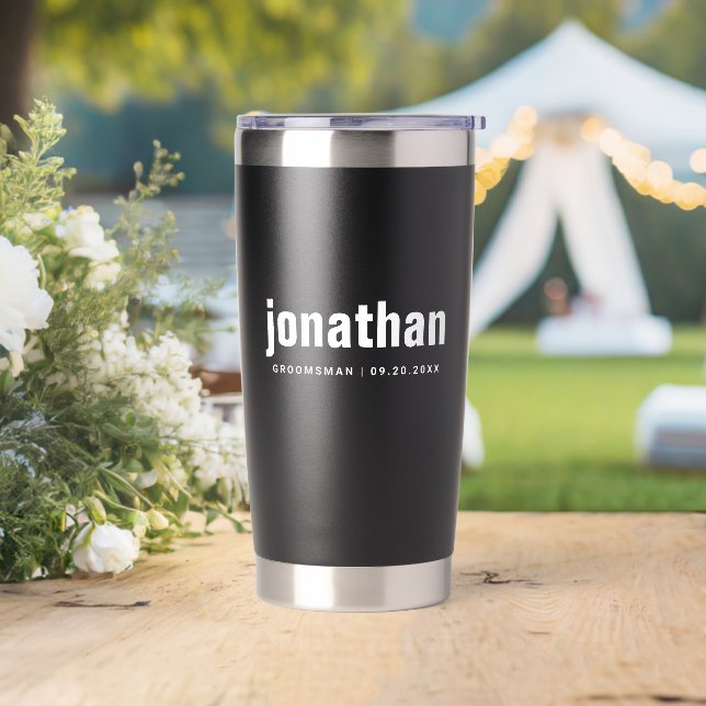 Modern Minimalist Best Man Groomsmen Gifts for Him Insulated Tumbler (Wedding)