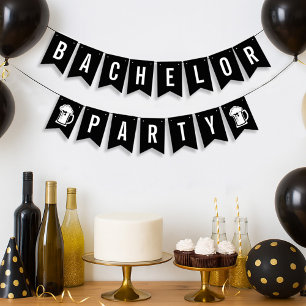 Modern Minimalist Big Bold Black Bachelor Party Bunting