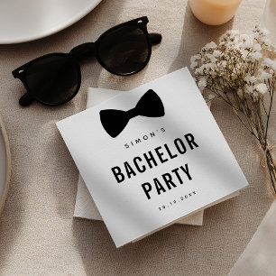 Modern Minimalist Big Bold Black Bachelor Party Napkin