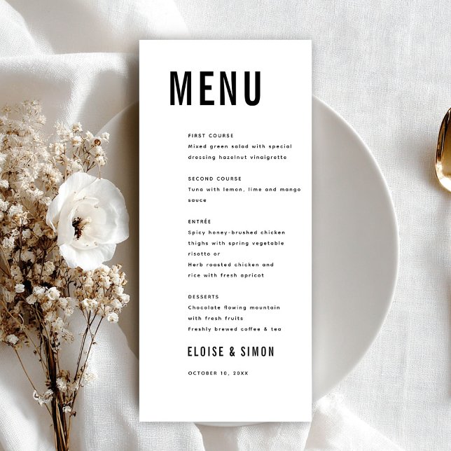 Modern Minimalist Big Bold Monogram Chic Wedding Menu (Modern Minimalist Big Bold Monogram classic Chic Wedding Menu)