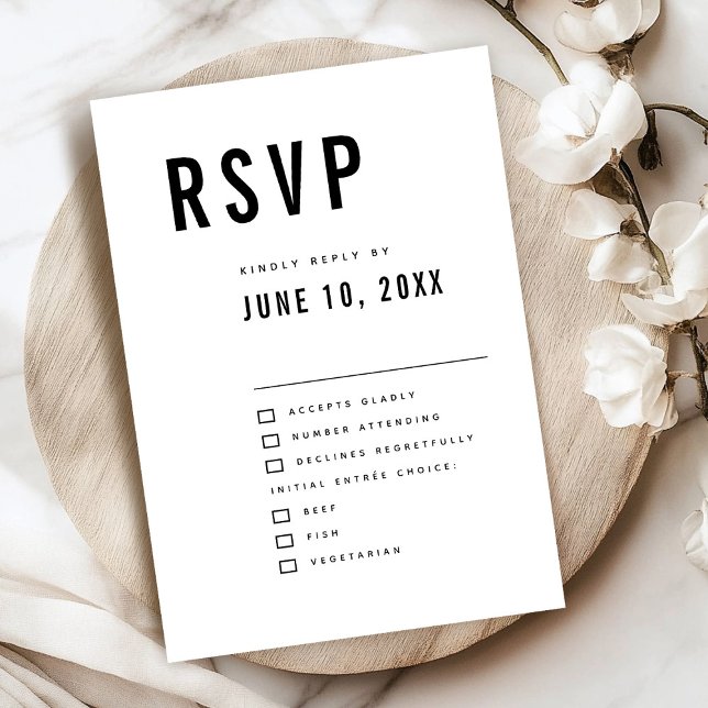 Modern Minimalist Big Bold Monogram Chic Wedding   RSVP Card (Modern Minimalist Big Bold Monogram Chic QR Code RSVP Card)