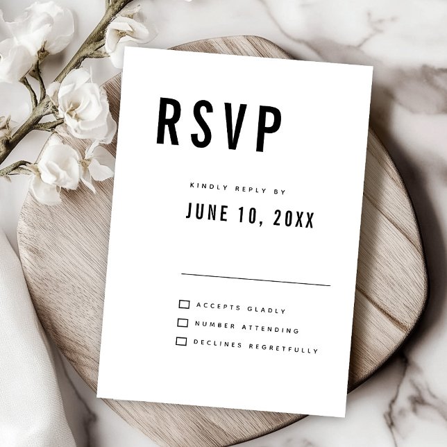 Modern Minimalist Big Bold Monogram Chic Wedding   RSVP Card (Modern Minimalist Big Bold Monogram Chic Wedding RSVP Card)