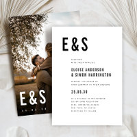 Modern Minimalist Big Bold Monogram Photo Wedding