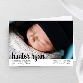 Modern Minimalist Birth Announcement Card