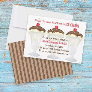 Modern Minimalist Birthday Ice Cream Social Cute  Invitation