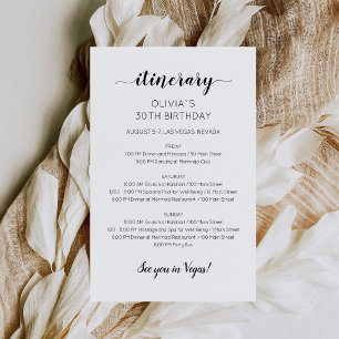 Modern Minimalist Birthday Itinerary Invitation