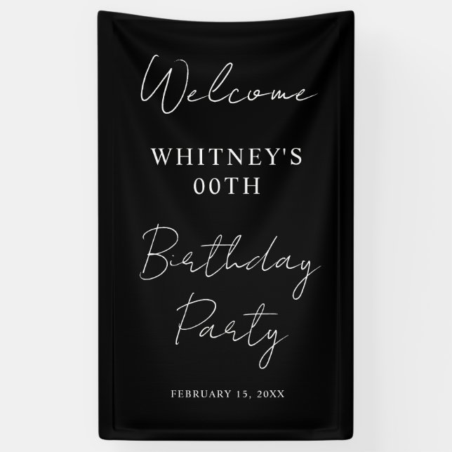 Modern Minimalist Birthday Party Banner (Vertical)