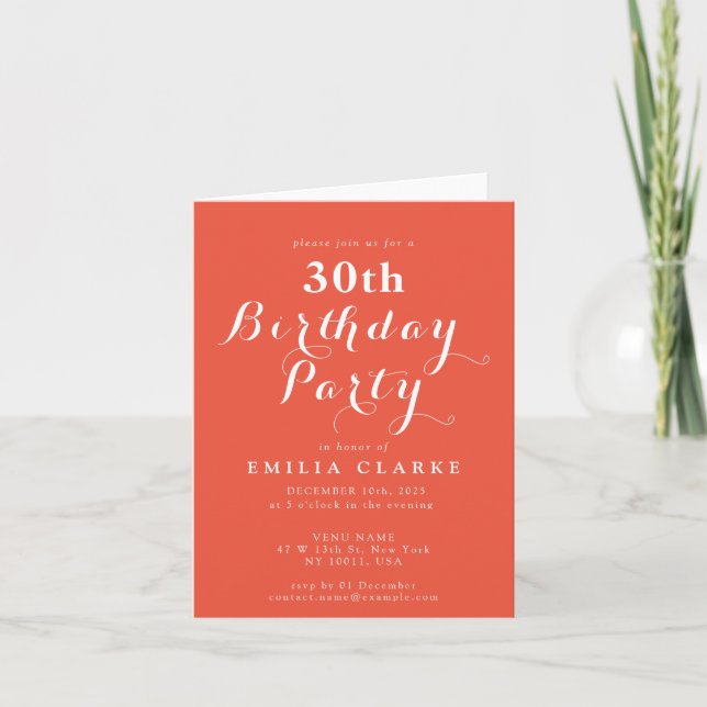 Modern Minimalist Birthday Party Folded Invitation (Front)