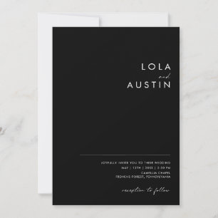 Modern Minimalist   Black All In One Wedding Invitation