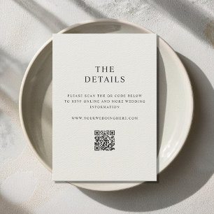 Modern Minimalist Black and Ecru Wedding Enclosure Card