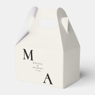 Modern Minimalist Black and Ecru Wedding Favour Box