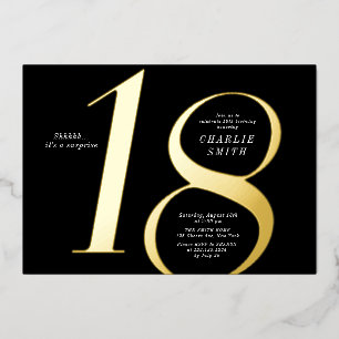 Modern minimalist black and gold 18th birthday