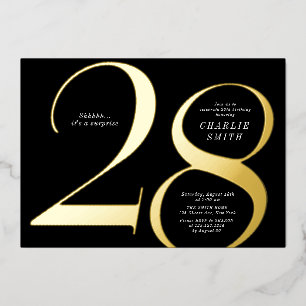 Modern minimalist black and gold 28th birthday
