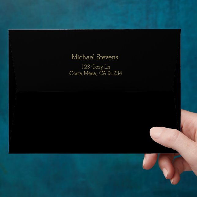 Modern Minimalist Black and Gold Bachelor Party  Envelope (Hand)