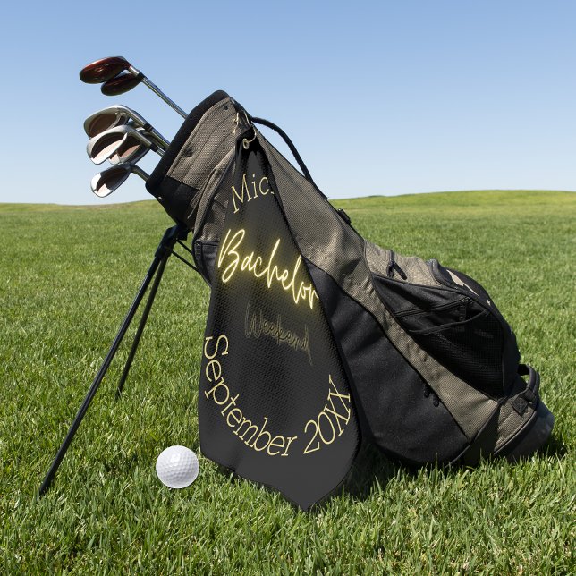 Modern Minimalist Black and Gold Bachelor Party  Golf Towel (Creator Uploaded)