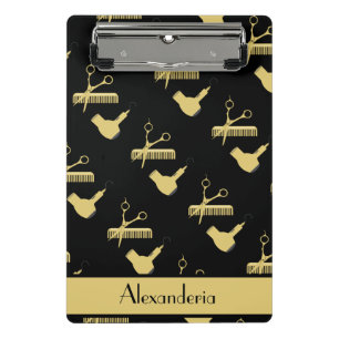 Modern Minimalist black and gold hairstylist  Mini Clipboard