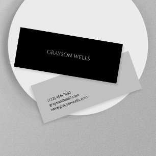 Modern Minimalist Black and Grey Professional Mini Business Card