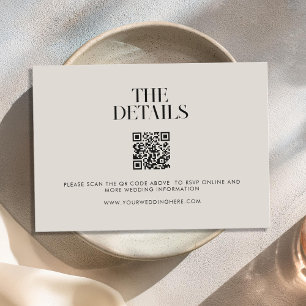 Modern Minimalist Black and Ivory Chic Wedding Enclosure Card