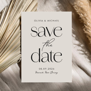 Modern Minimalist Black and Ivory Chic Wedding Save The Date