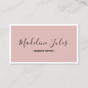 Modern Minimalist Black and Pink Script Business C Business Card