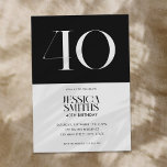Modern Minimalist Black and White 40th Birthday Invitation<br><div class="desc">Modern minimalist 40th birthday invitation featuring simple design with elegant chic typography in black and white colour.</div>