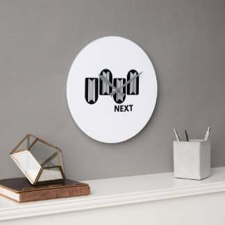 Modern Minimalist Black and White Abstract Geometr Large Clock