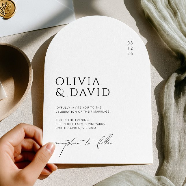 Modern Minimalist Black and White Arch Wedding Invitation (Modern Minimalist Black and White Arch Wedding Invitation Card)