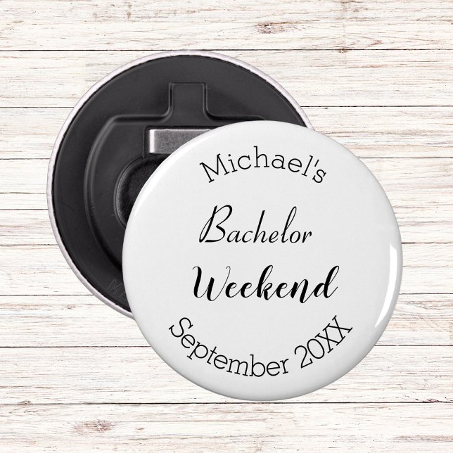 Modern Minimalist Black and White Bachelor Party  Bottle Opener (Creator Uploaded)