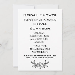 Modern Minimalist Black and White Bridal Shower Invitation