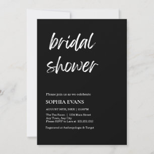 Modern Minimalist Black and White Bridal Shower Invitation