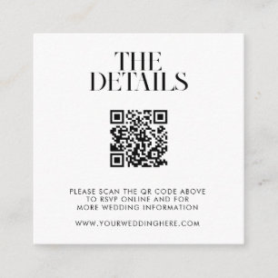 Modern Minimalist Black and White Chic Wedding Enclosure Card