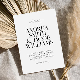 Modern Minimalist Black and White Chic Wedding Invitation