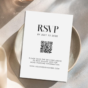 Modern Minimalist Black and White Chic Wedding RSVP Card