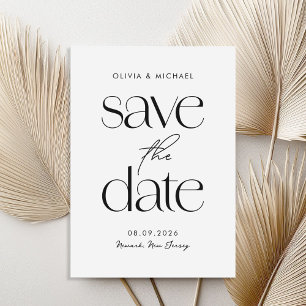 Modern Minimalist Black and White Chic Wedding Save The Date