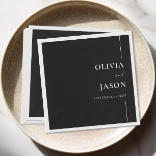 Modern Minimalist Black and White Custom Wedding Napkin