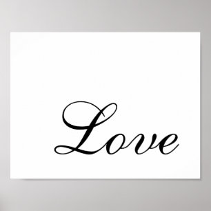 Modern Minimalist Black and White Elegant Love Poster