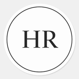 Modern Minimalist Black and White Elegant Monogram Classic Round Sticker